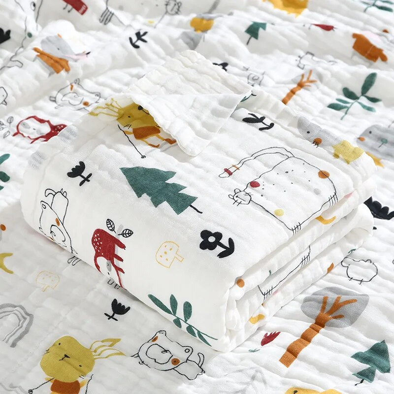 6 Layers Cotton Muslin Swaddle Blanket - Just Kidding Store