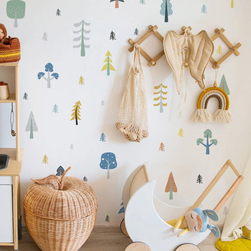 Colourful Tree Forest Wall Decals - Woodland Trees Stickers - Just Kidding Store