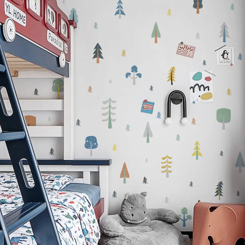 Colourful Tree Forest Wall Decals - Woodland Trees Stickers - Just Kidding Store