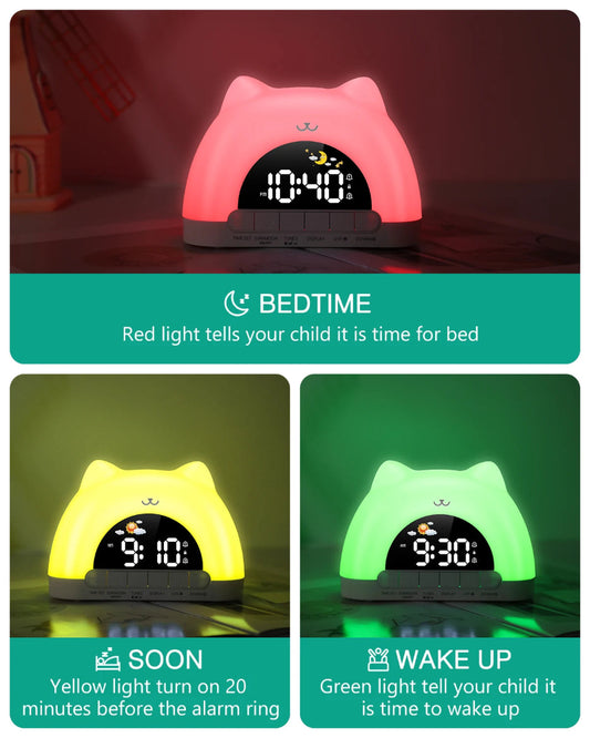 Rainbow Kitty Alarm Clock Night Light - Just Kidding Store