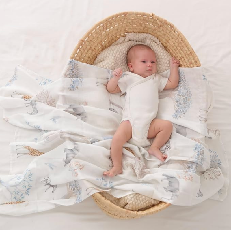 Bamboo Cotton Baby Muslin Swaddle Blanket - Just Kidding Store
