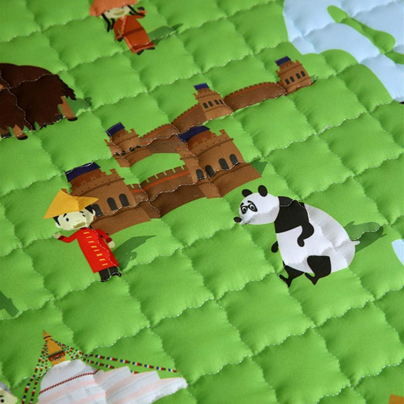Oversized Play Mat - Quilted Anti Skid Carpet - World Map - Just Kidding Store
