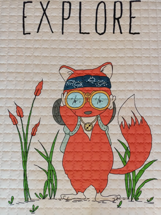 Red Fox Play Mat - Quilted Anti Skid Carpet - Just Kidding Store