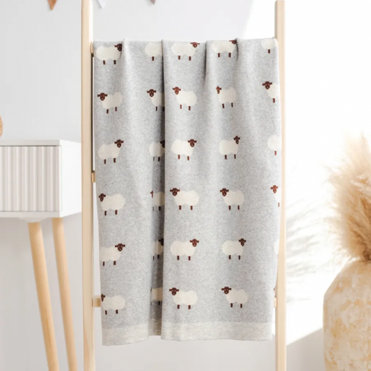 Sheep Baby Kids Cotton Knitted Blanket - Just Kidding Store