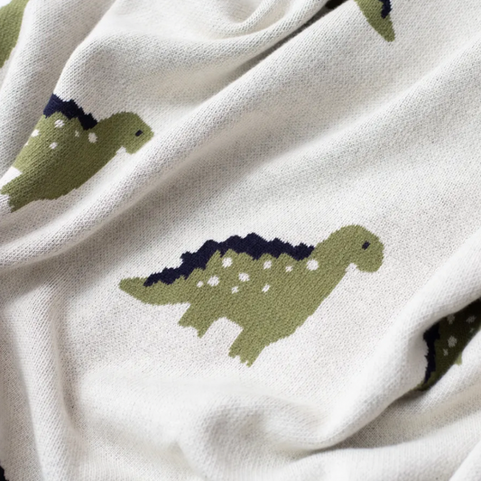 Little Dinosaur Baby Kids Cotton Knitted Blanket - Just Kidding Store