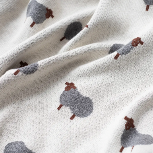 White Sheep Cotton Knitted Blanket - Just Kidding Store