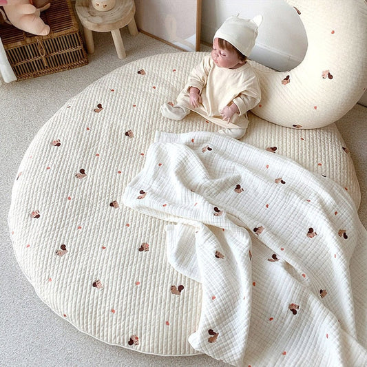 Round Embroidered Padded Baby Play Mat - Just Kidding Store
