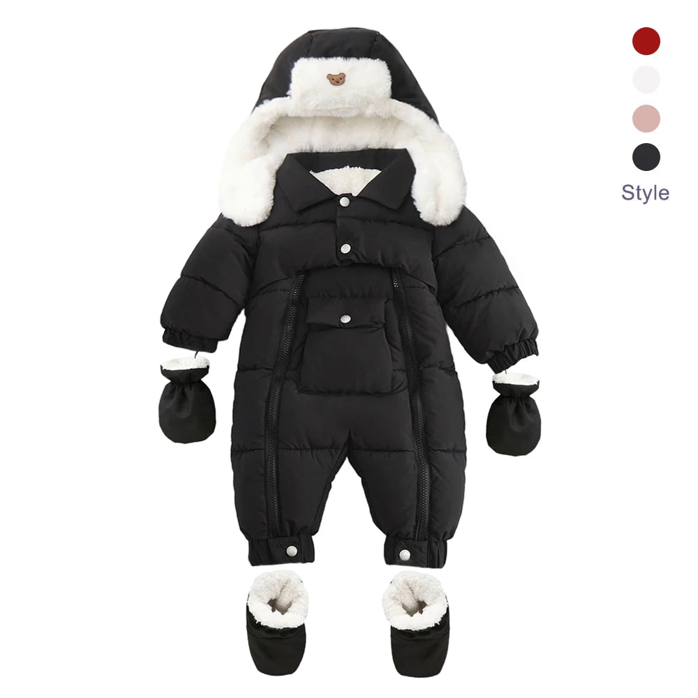 Thick Hooded Snowsuit Set