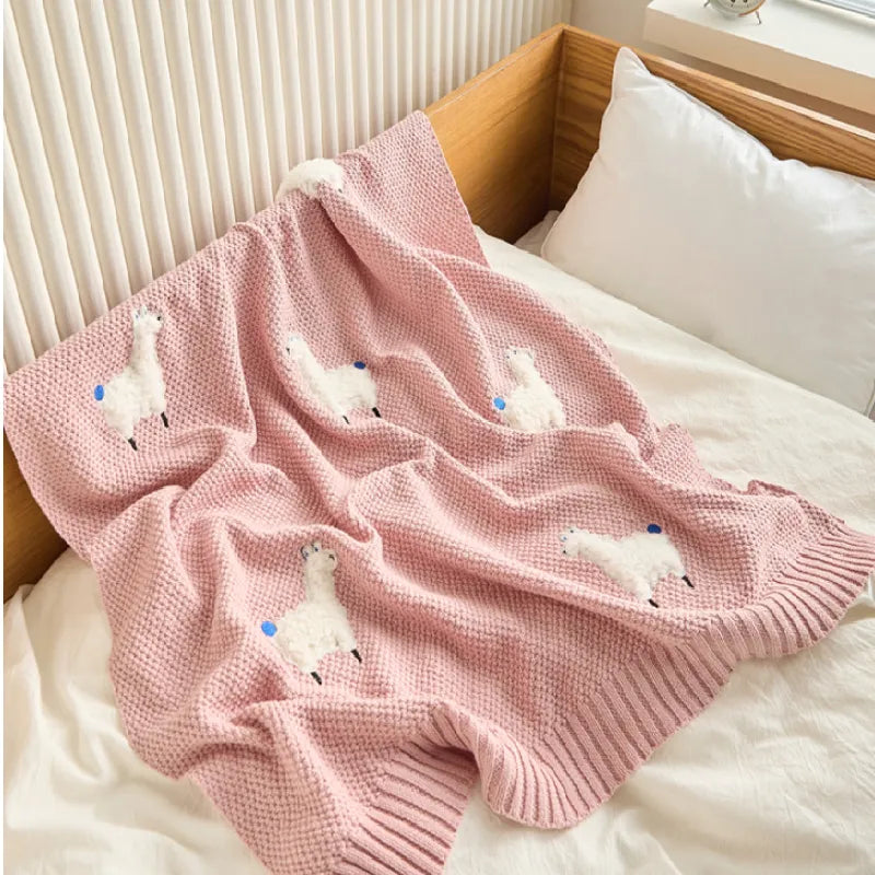 Alpaca Cotton Knitted Baby Children Nursery Blanket - Just Kidding Store