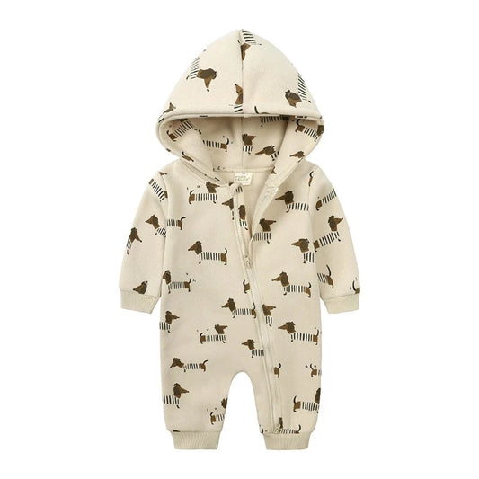 Hooded Fleece Rompers - Zipper Jumpsuit - Just Kidding Store