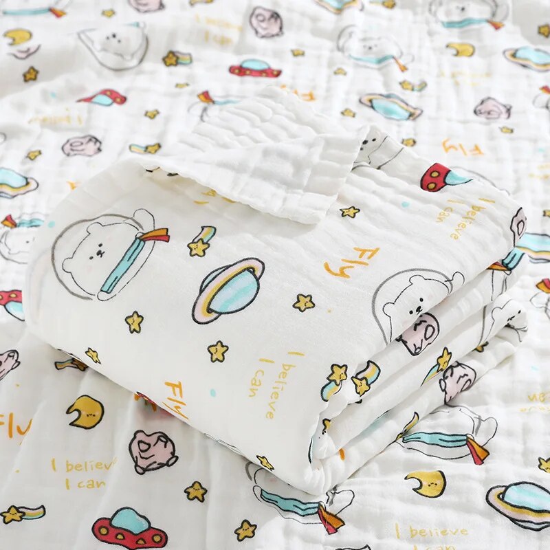 6 Layers Cotton Muslin Swaddle Blanket - Just Kidding Store