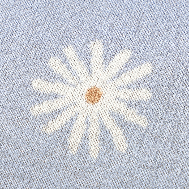 Daisy Cotton Knitted Baby Nursery Blanket - Just Kidding Store