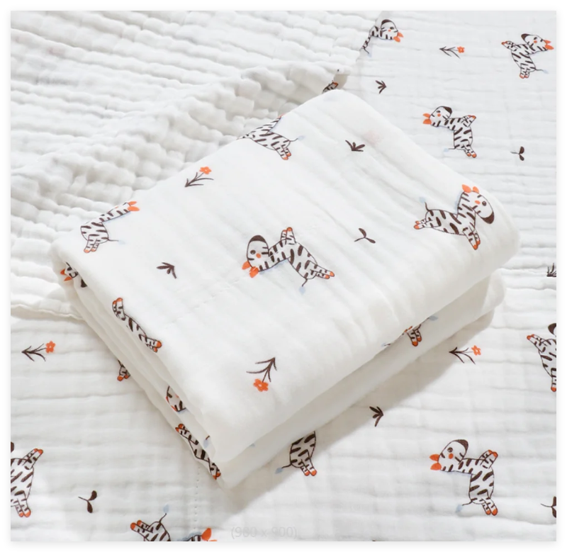6 Layers Cotton Muslin Swaddle Blanket - Just Kidding Store