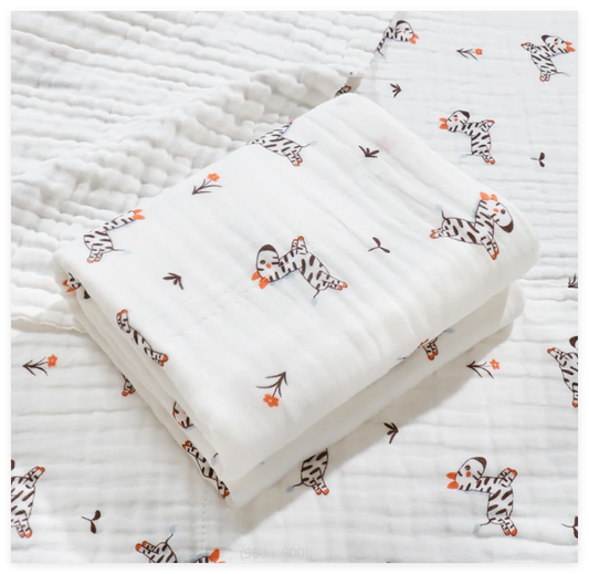 6 Layers Cotton Muslin Swaddle Blanket - Just Kidding Store