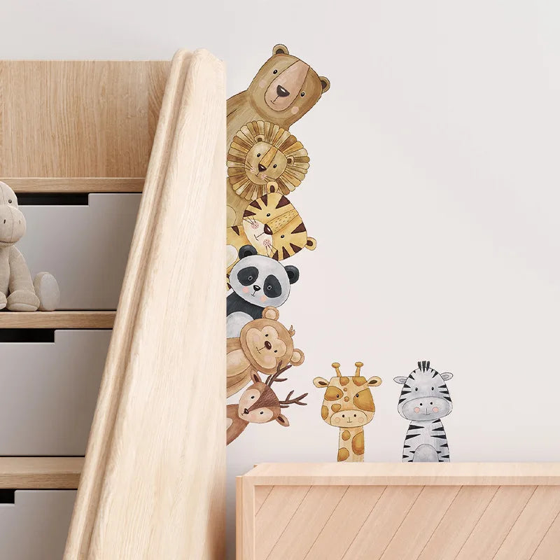 Peeking Cartoon Animals Wall Decals - Just Kidding Store