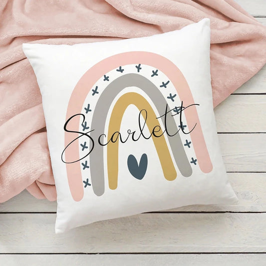 Personalised Rainbow Pillow Case - Custom Cushion Cover - Just Kidding Store