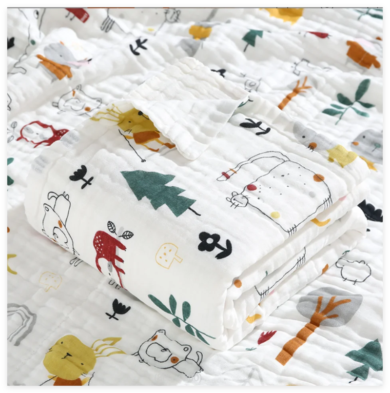 6 Layers Cotton Muslin Swaddle Blanket - Just Kidding Store