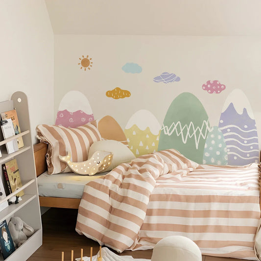 Colourful Mountains Fabric Wall Nursery Playroom Stickers - Just Kidding Store
