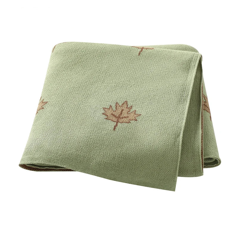 Maple Leaf Cotton Baby Kids Knitted Blanket - Just Kidding Store