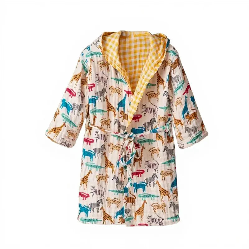 Hooded Cotton Muslin Bath Robe - Just Kidding Store