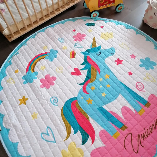 Activity Play Mat Baby Kids Toy Storage Bag Blue Unicorn - Just Kidding Store