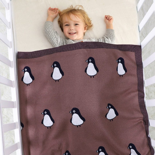 Baby Penguin Cotton Knitted Blanket - Just Kidding Store