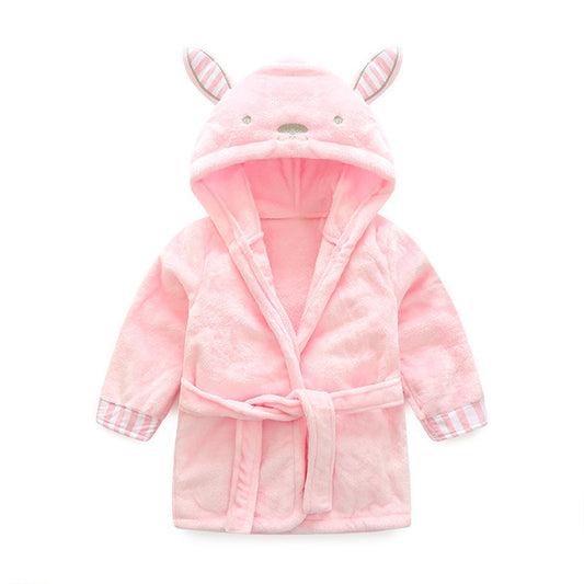 Pink Bunny baby and kids flannel bathrobes nightgown  - Just Kidding