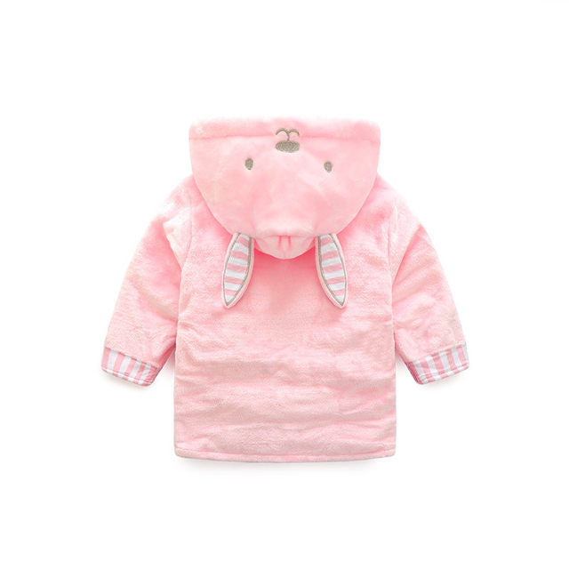 Pink Bunny baby and kids flannel bathrobes nightgown  - Just Kidding