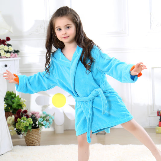 Hooded Bath Robe - Blue Dinosaur