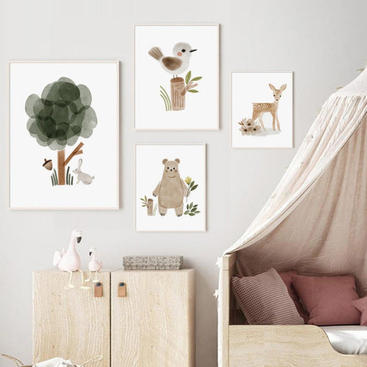 Boho Woodland Nursery Children Canvas Prints - Just Kidding Store