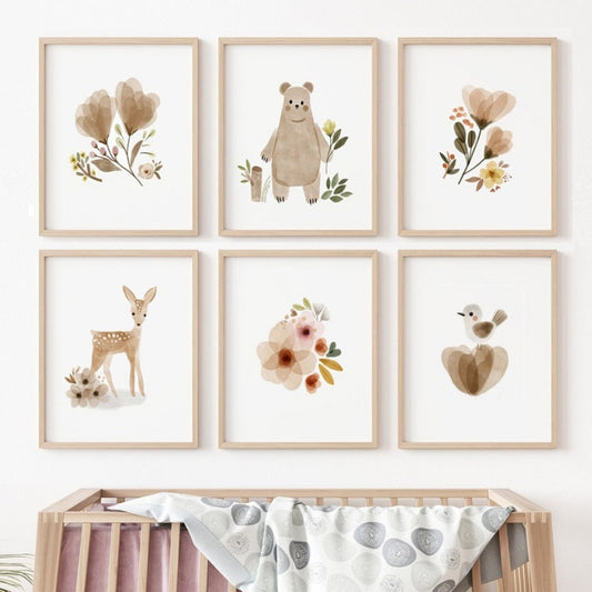 Boho Woodland Nursery Children Canvas Prints - Just Kidding Store