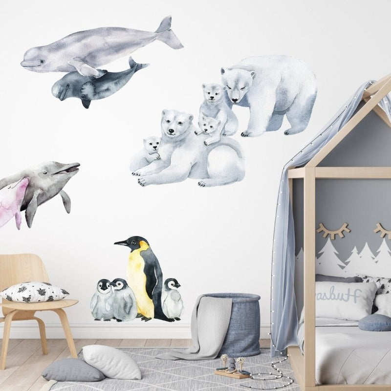 Watercolour Artic Animals Wall Decal - Just Kidding Store