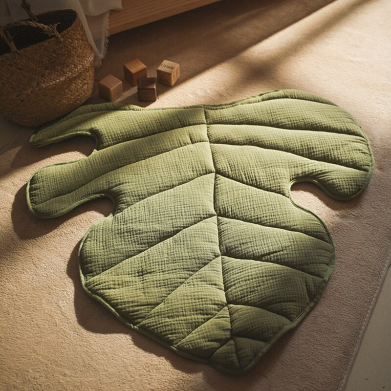 Oak Leaf Play Mat - Blue, Green, Dusty Pink - Just Kidding Store