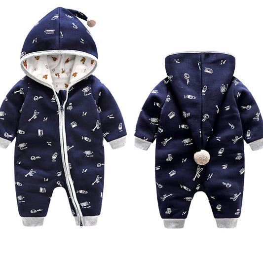 Baby Hooded Romper - Zipper Jumpsuit - Just Kidding Store