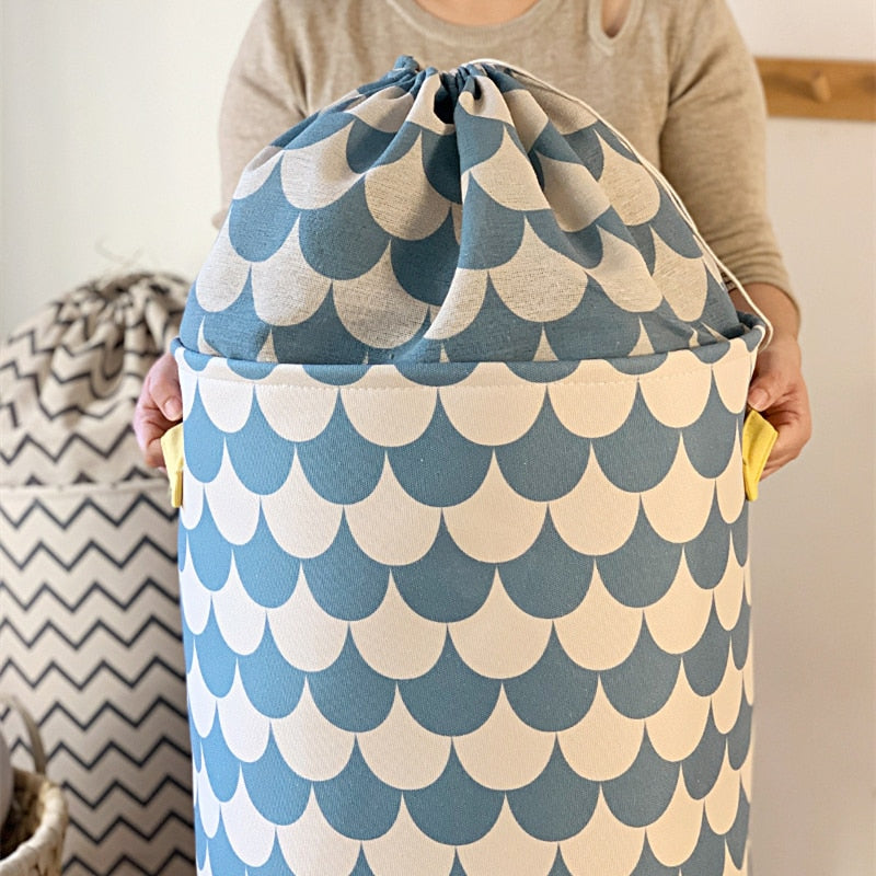 Large Linen Storage Basket With Drawstring - Just Kidding Store