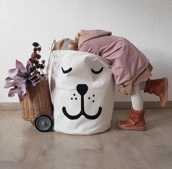 Sleepy Smily Bear Toy Storage Bag Laundry Basket - Just Kidding Store