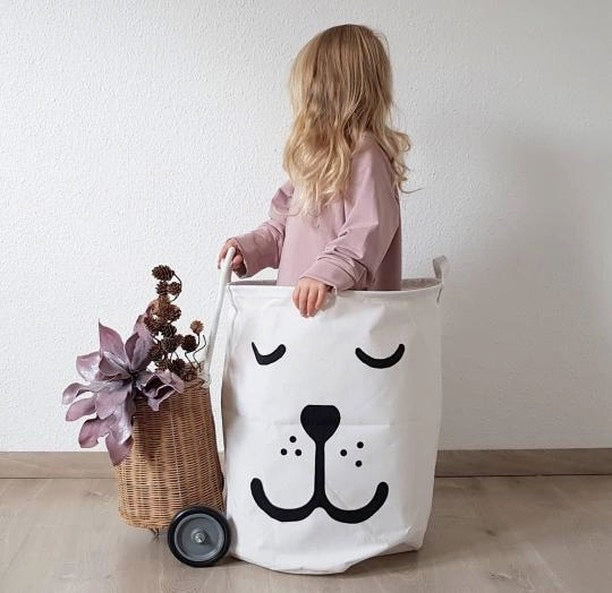 Sleepy Smily Bear Toy Storage Bag Laundry Basket - Just Kidding Store