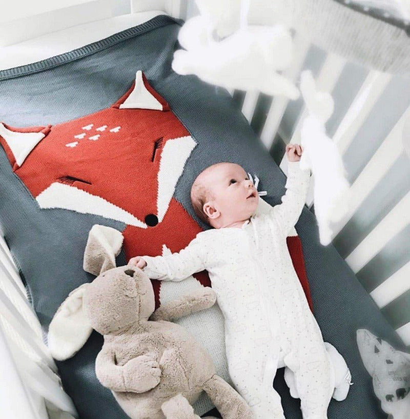 Lovely Soft Knitted Fox Kids Blanket Just Kidding Store