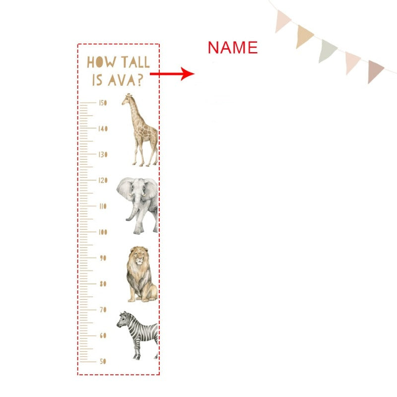 Personalised Safari Growth Chart - Height Measure Ruler - Just Kidding Store