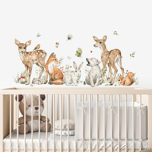 Watercolor Forest Animals Wall Decals - Just Kidding Store