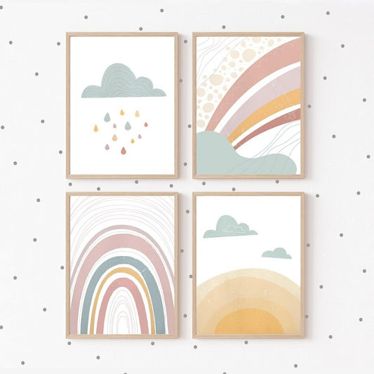Abstract Sun Rainbow Cloud Canvas Prints - Just Kidding Store