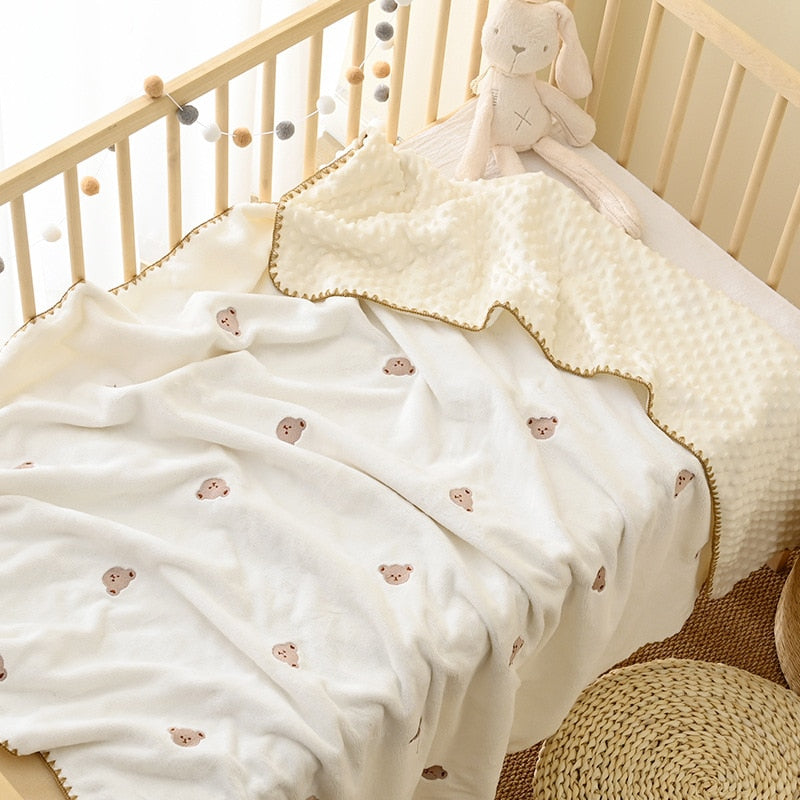 Embroidered Soft Baby Childrens Microfiber Blanket - Just Kidding Store