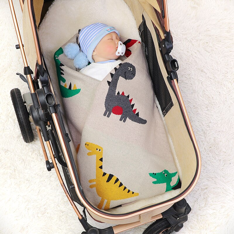 Baby Dinosaur Cotton Knitted Blanket - Just Kidding Store