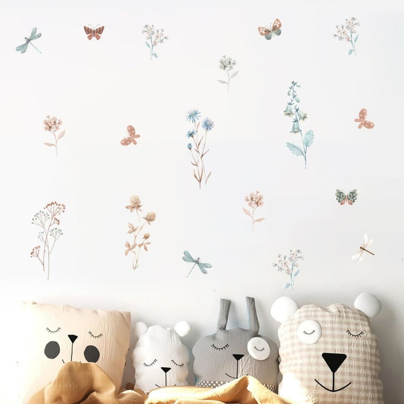 Boho Spring Garden Watercolor Nursery Wall Decals - Just Kidding Store