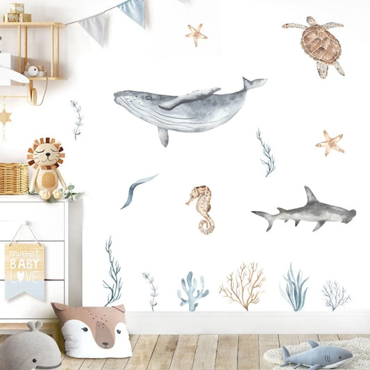 Watercolor Ocean World Wall Decals - Just Kidding Store
