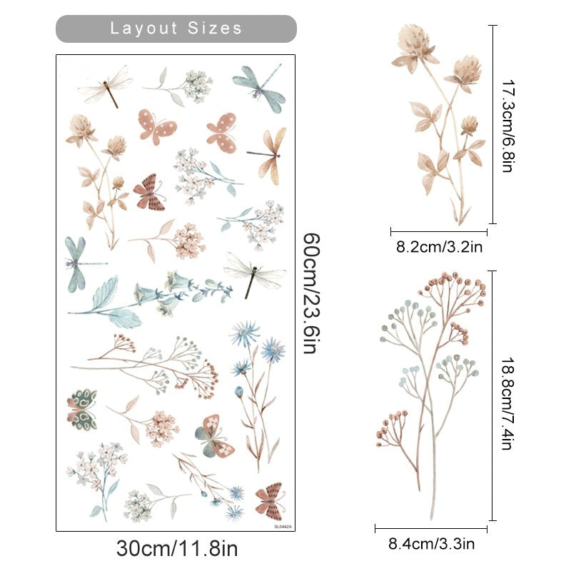 Boho Spring Garden Watercolor Nursery Wall Decals - Just Kidding Store
