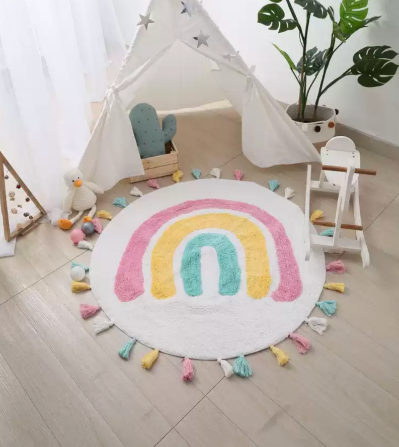 Rainbow Tassel Rug - Just Kidding Store