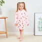 Plush Hooded Bathrobe - Kids Fleece Nightgown - Pink Dots - Just Kidding