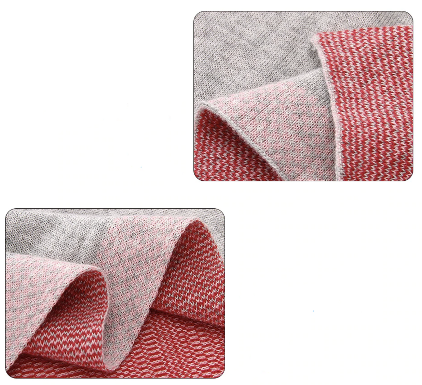 Flamingo Knitted Blanket - Gray, Pink, White