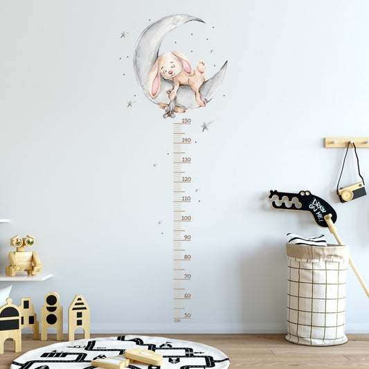 Sleepy Bunny Height Measure Sticker - Growth Chart Decal - Just Kidding Store